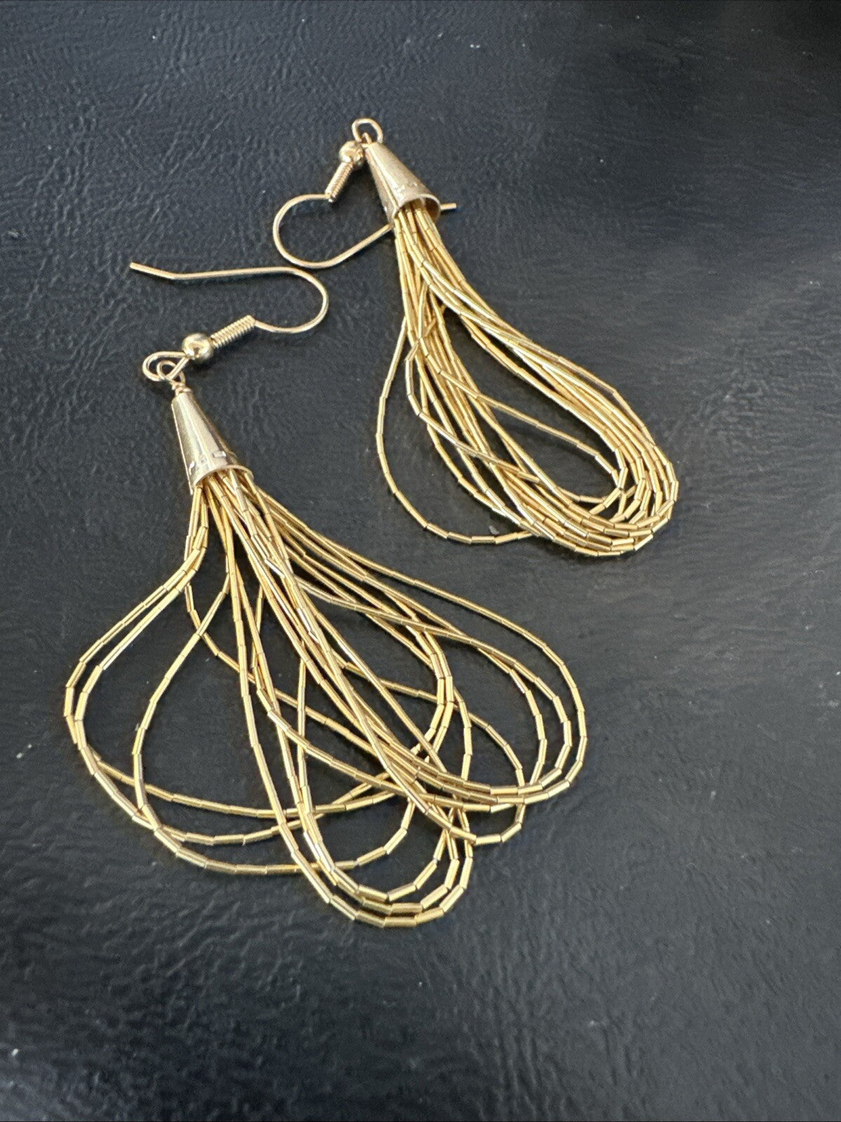 Liquid 10 Strand Sterling Silver Gold filled Heishi Dangle 2.5” Earrings 18644