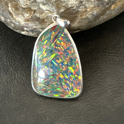 Mens Womens Multicolor Gilson Opal Navajo Sterling Silver Inlay Pendant 18611