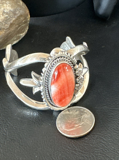 Red Spiny Oyster Navajo Sterling Silver Cuff Bracelet 17704
