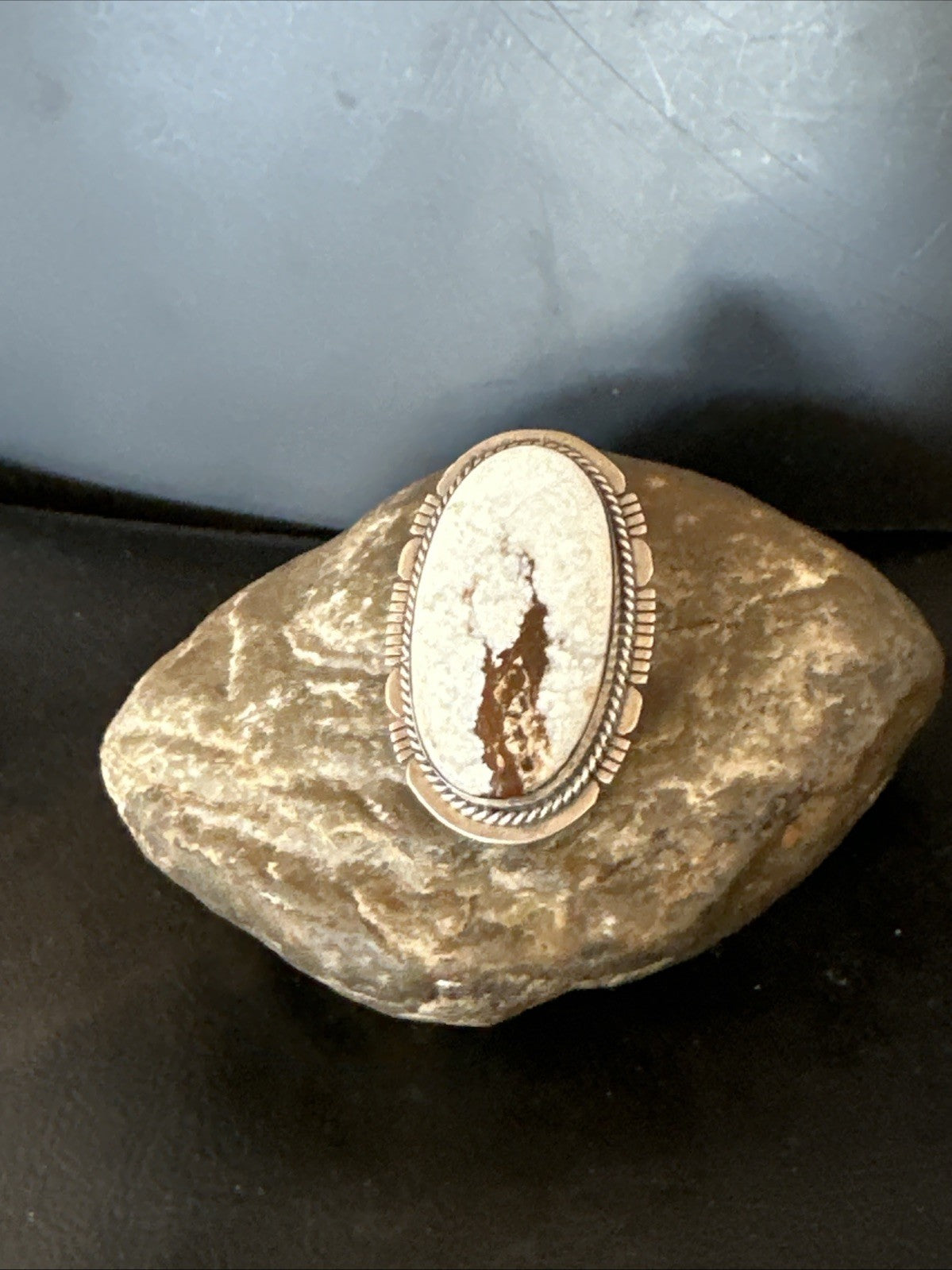 Native American Wild Horse Turquoise Navajo Sterling Silver Ring Size 6.5 19823