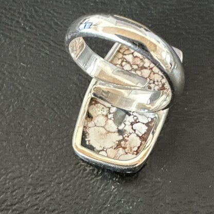 Mens Womens Wild Horse Turquoise Navajo Sterling Silver Ring Sz 8 17347