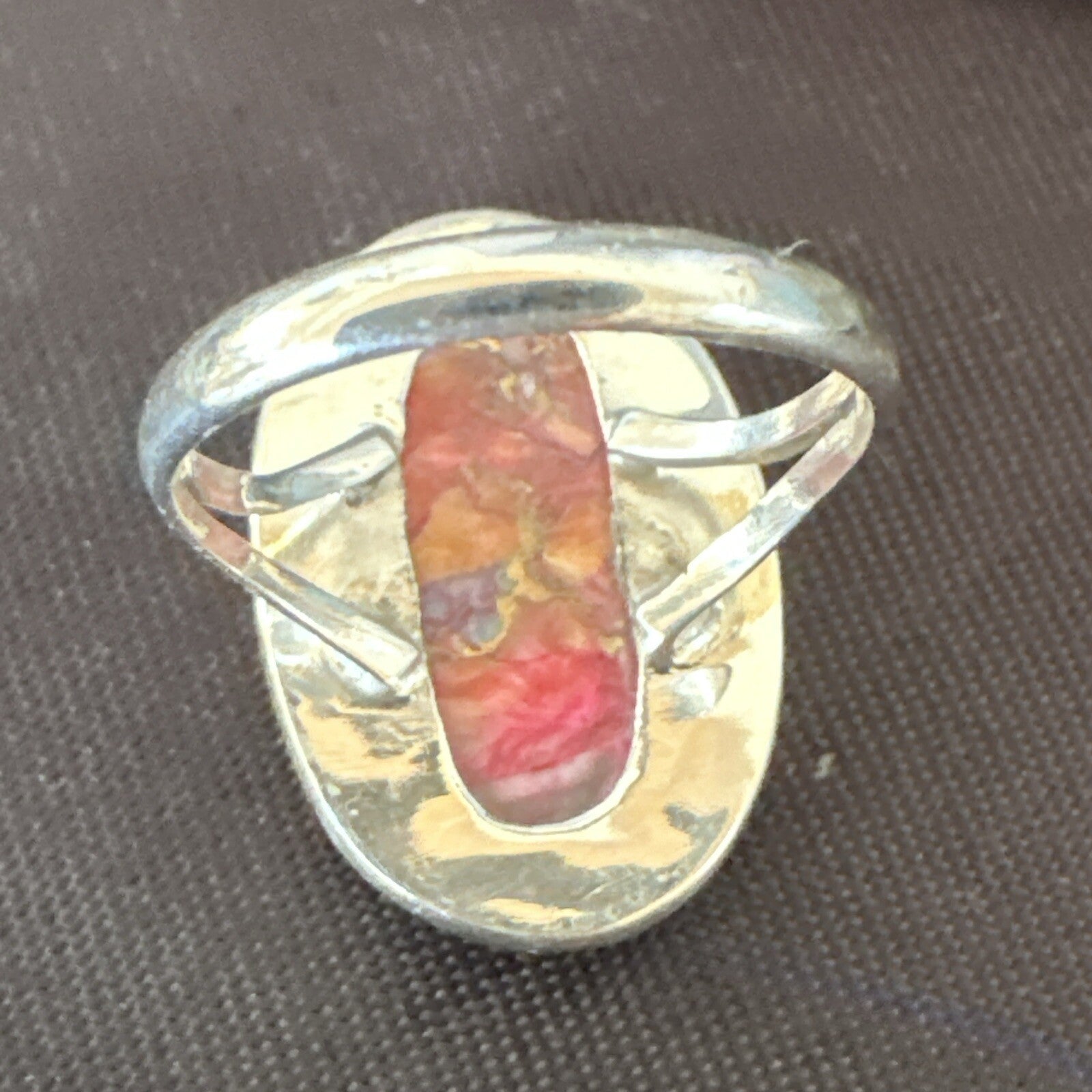 Blue Turquoise Spiny Oyster Southwestern Sterling Silver Ring Size 7 18427