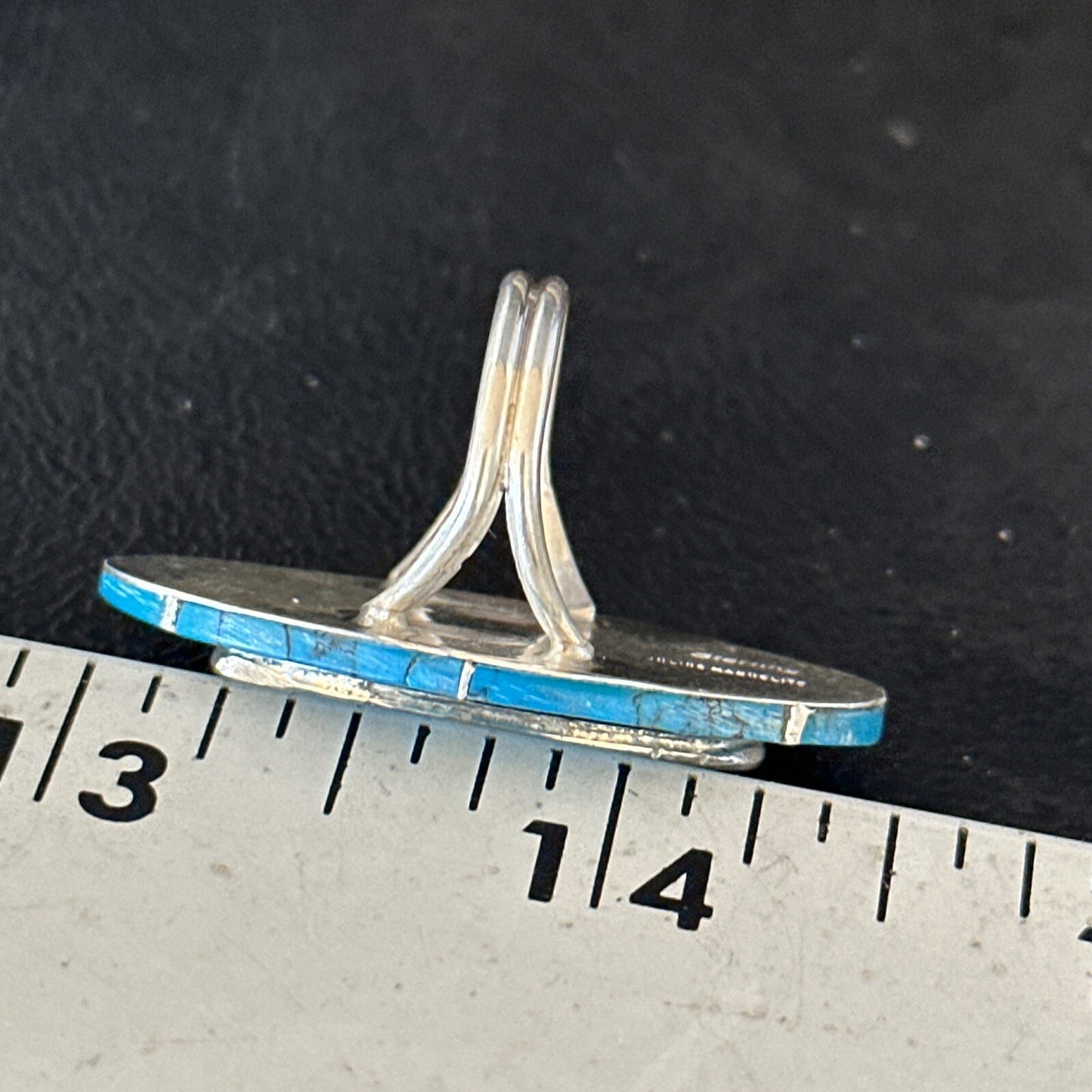 Native American Indian Navajo Blue Turquoise Inlay Band Ring Sz 7 18759