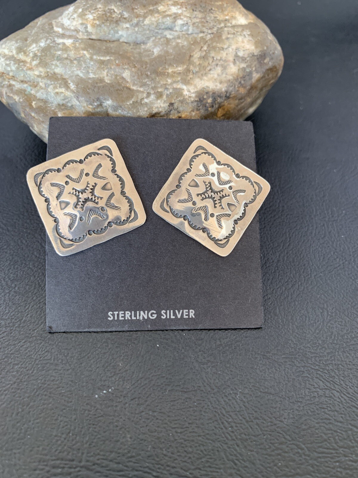 Womens Southwestern Sterling Silver Post Earrings 01655