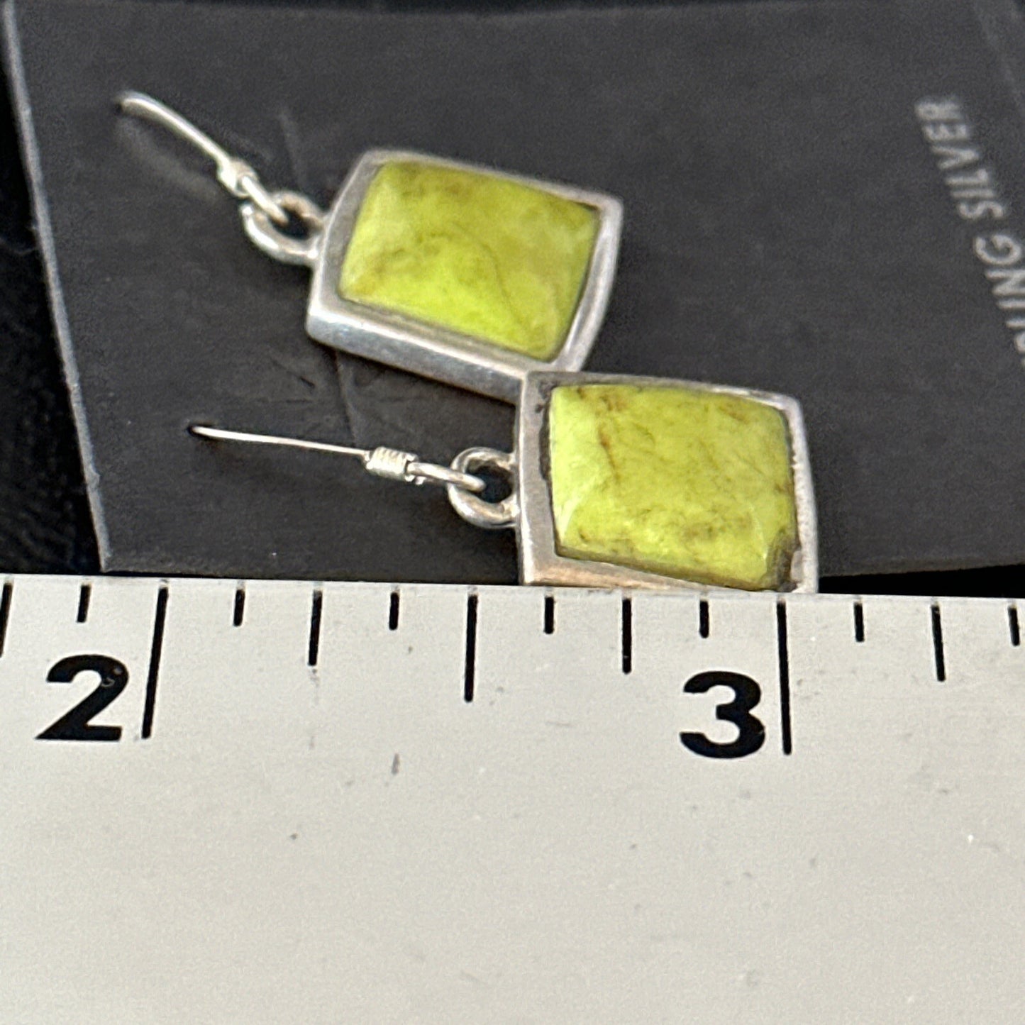 Green Gaspeite Navajo Sterling Silver Dangle Earrings 14688