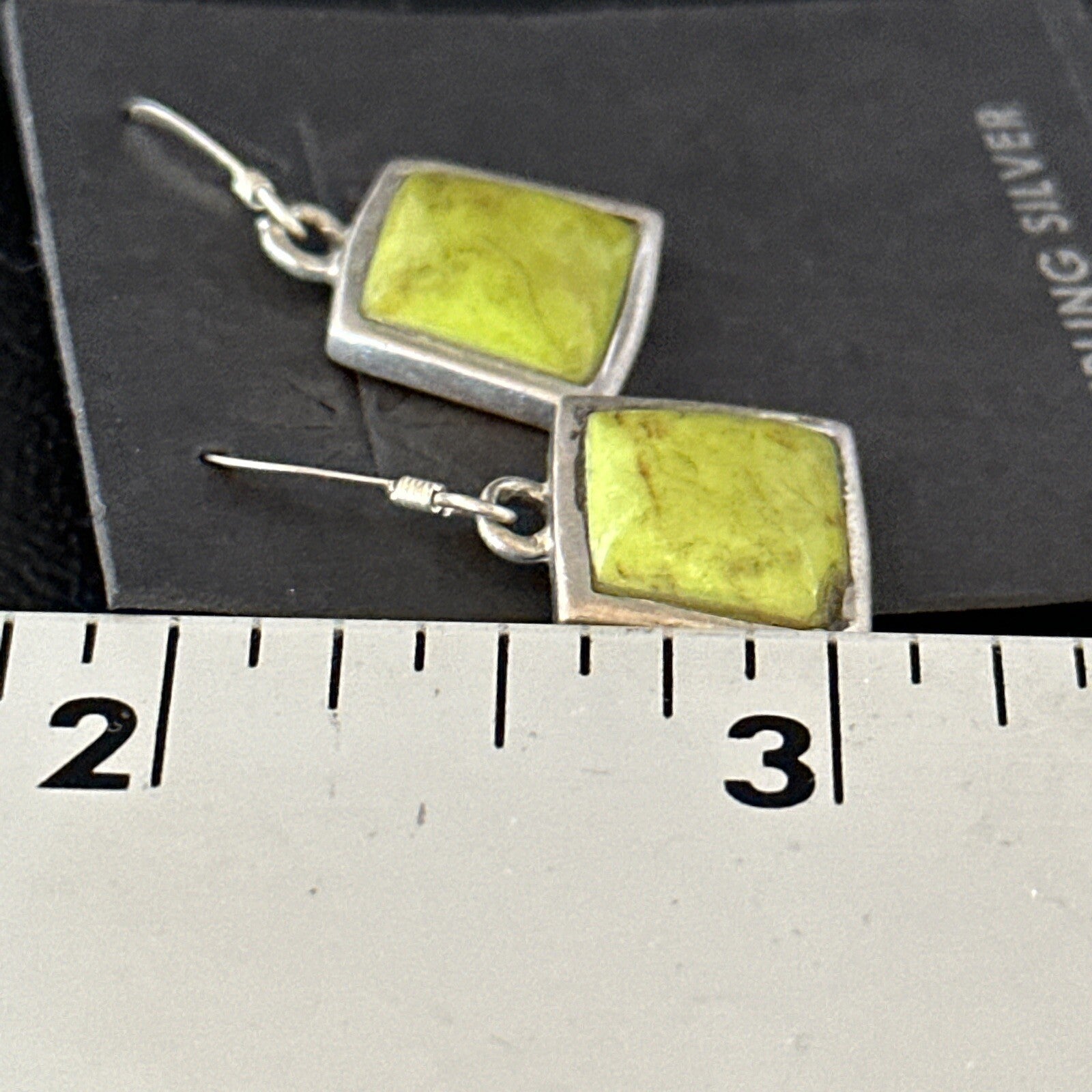Green Gaspeite Navajo Sterling Silver Dangle Earrings 14688