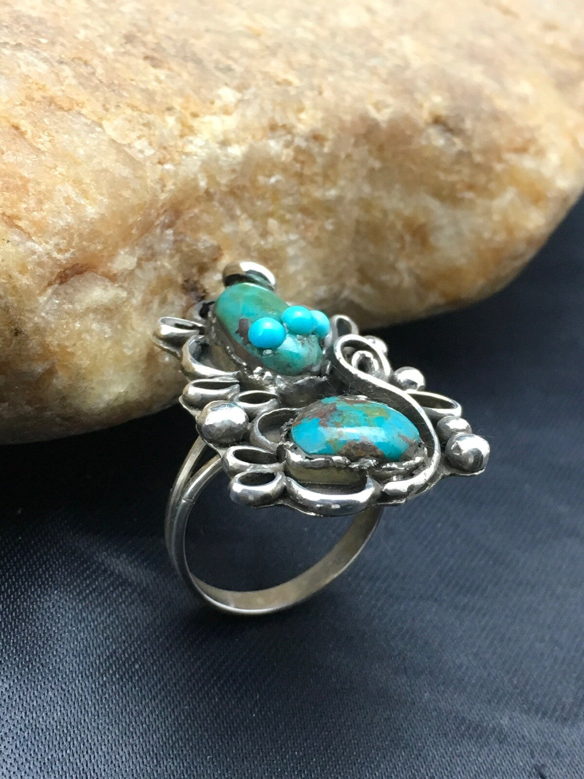 Turquoise Indian Navajo Sterling Silver Native American Ring Size 8.75 03182