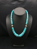 Turquoise Graduated Navajo Necklace 18" | Sterling Silver | Authentic Native American Handmade | 4046