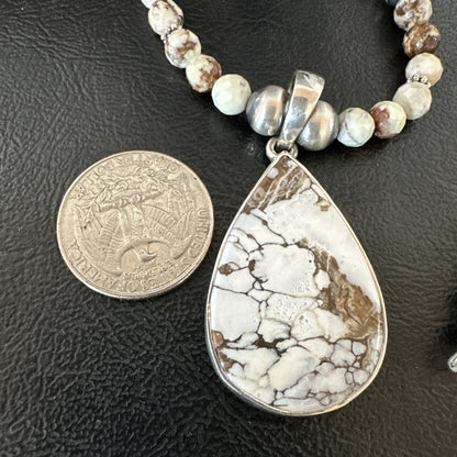 Mens Womens Wild Horse Turquoise Pendant Navajo Sterling Silver Necklace 19308