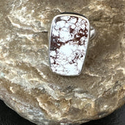 Men's Women's Wild Horse Turquoise Navajo Ring Sz 7 | Sterling Silver | Authentic Native American Handmade | 17345