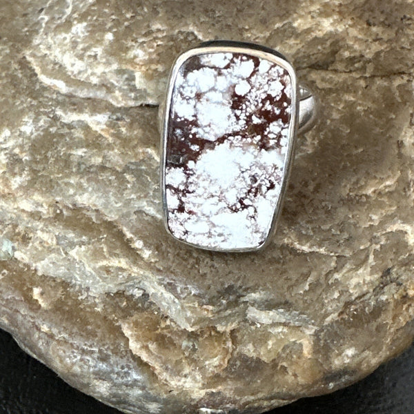 Men's Women's Wild Horse Turquoise Navajo Ring Sz 7 | Sterling Silver | Authentic Native American Handmade | 17345