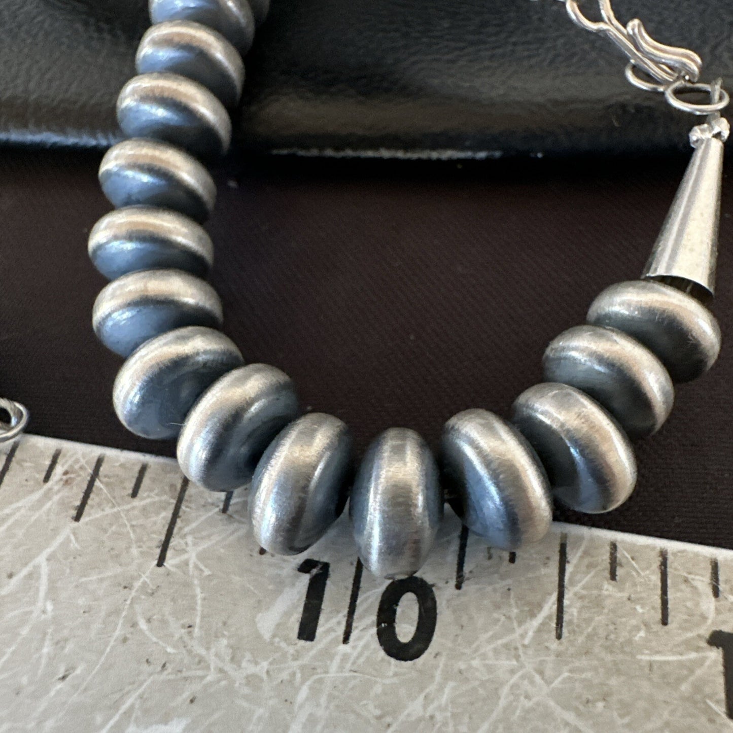 Sterling Silver Beads 8mm Rondelle Flat Sterling Silver Beads Necklace 18” 18831