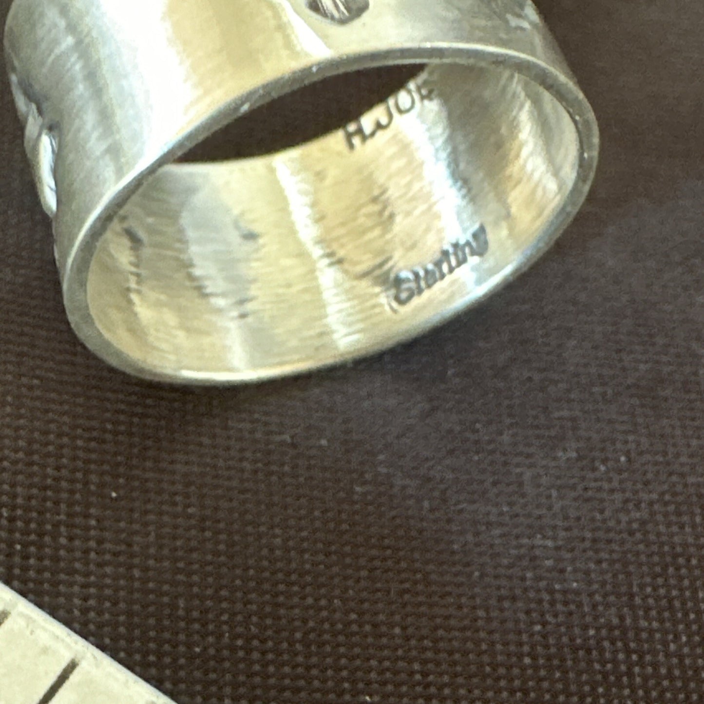Mens Women Wedding Wide Band Navajo Stamped Sterling Silver Ring Size 9.5 17994