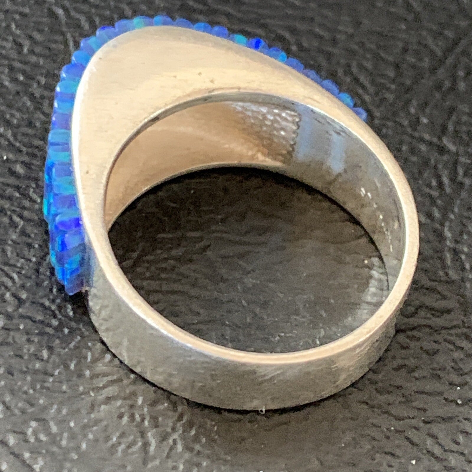 Blue Opal Navajo Sterling Silver Band Inlay Ring Size 9 18798