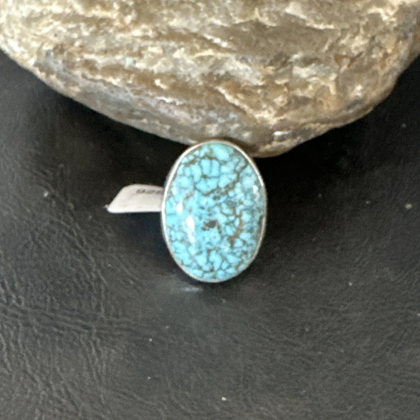 Blue Turquoise#8 Southwestern Sterling Silver Ring Size 7 19739