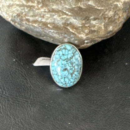 Blue Turquoise#8 Southwestern Sterling Silver Ring Size 7 19739