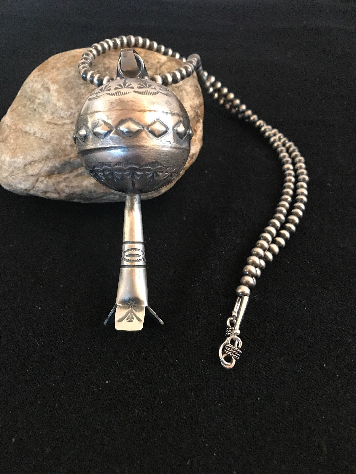 Navajo YAZZIE Sterling Silver LG Naja Necklace Pendant 4" 08394