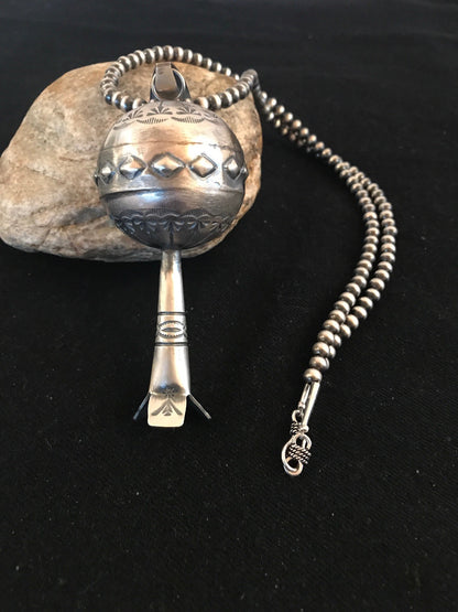 Navajo YAZZIE Sterling Silver LG Naja Necklace Pendant 4" 08394