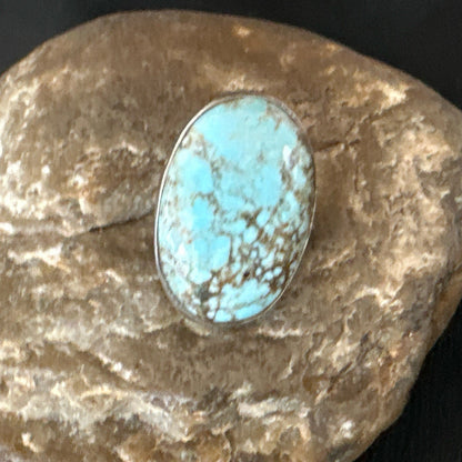 Blue Turquoise#8 Southwestern Sterling Silver Ring Size 5 19729