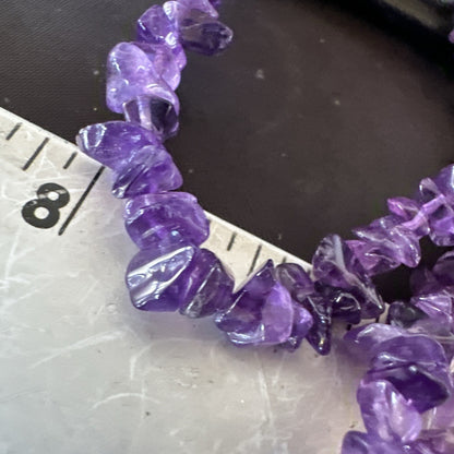 Purple Nugget Amethyst Southwestern Sterling Silver Beads Necklace 26” 18820