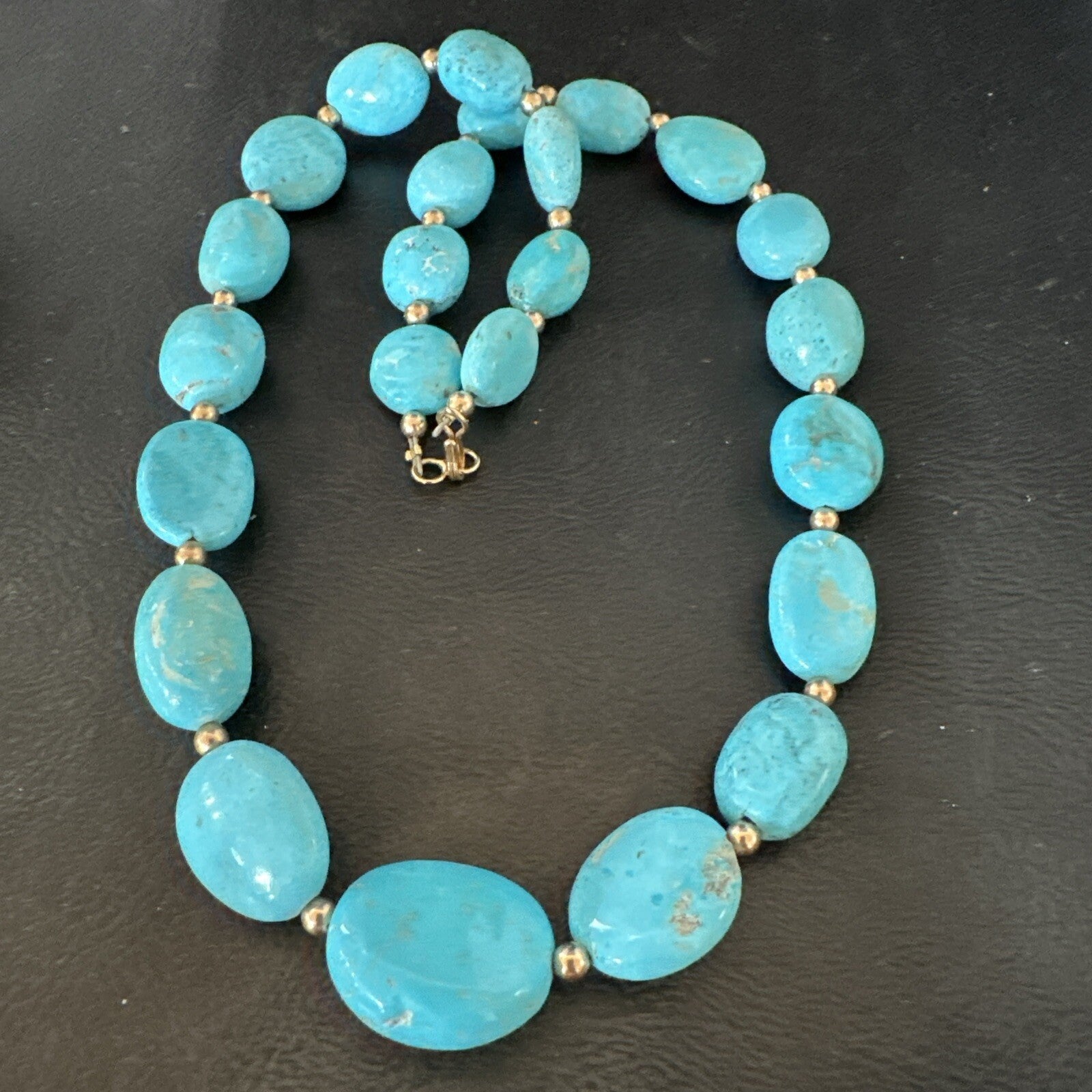 Authentic Gold filled Blue Sleeping Beauty Turquoise Navajo Necklace 20” 18607
