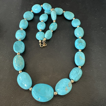 Authentic Gold filled Blue Sleeping Beauty Turquoise Navajo Necklace 20” 18607