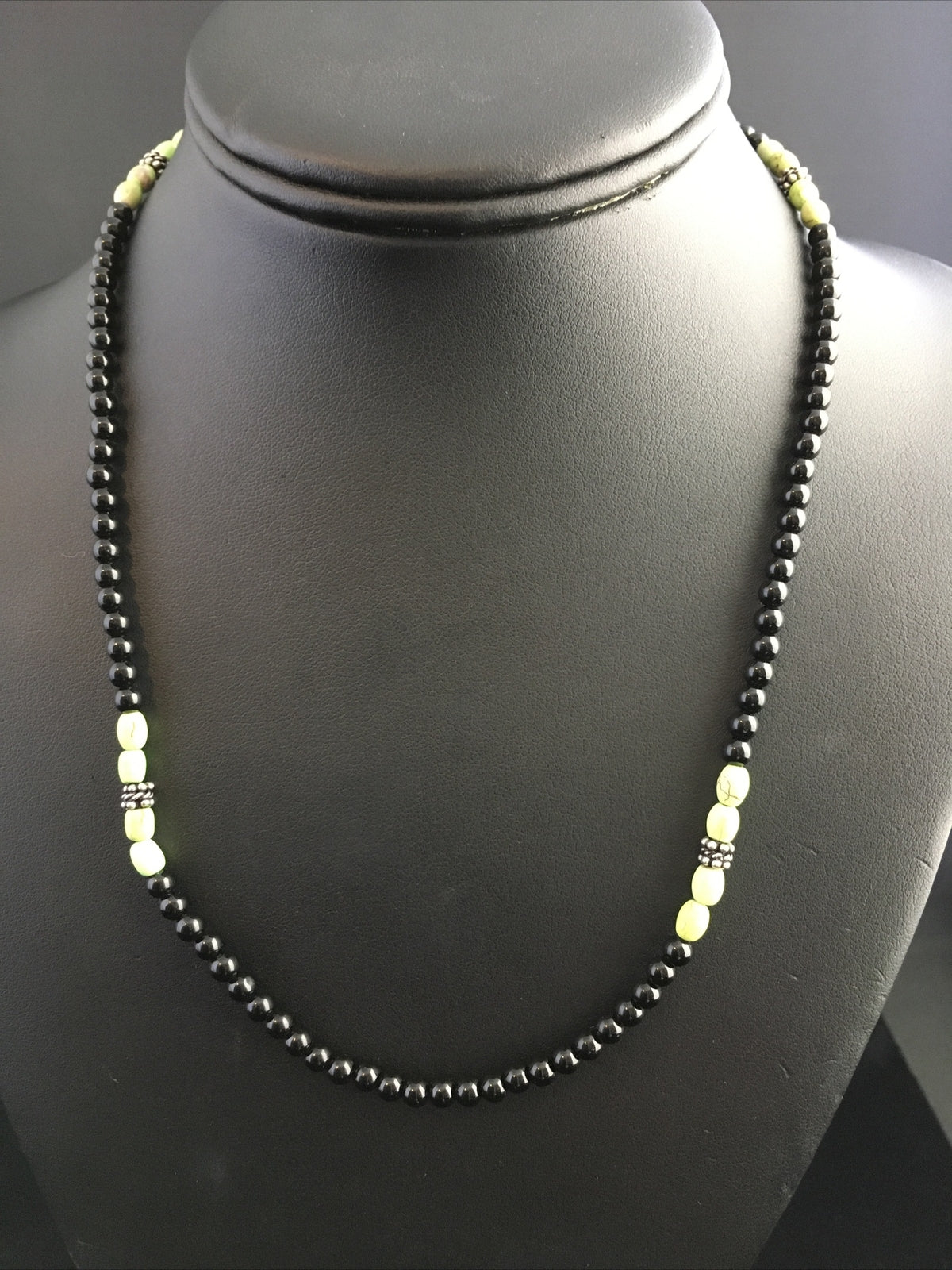 Mens Black Onyx Navajo Sterling Silver Necklace 18” 10014