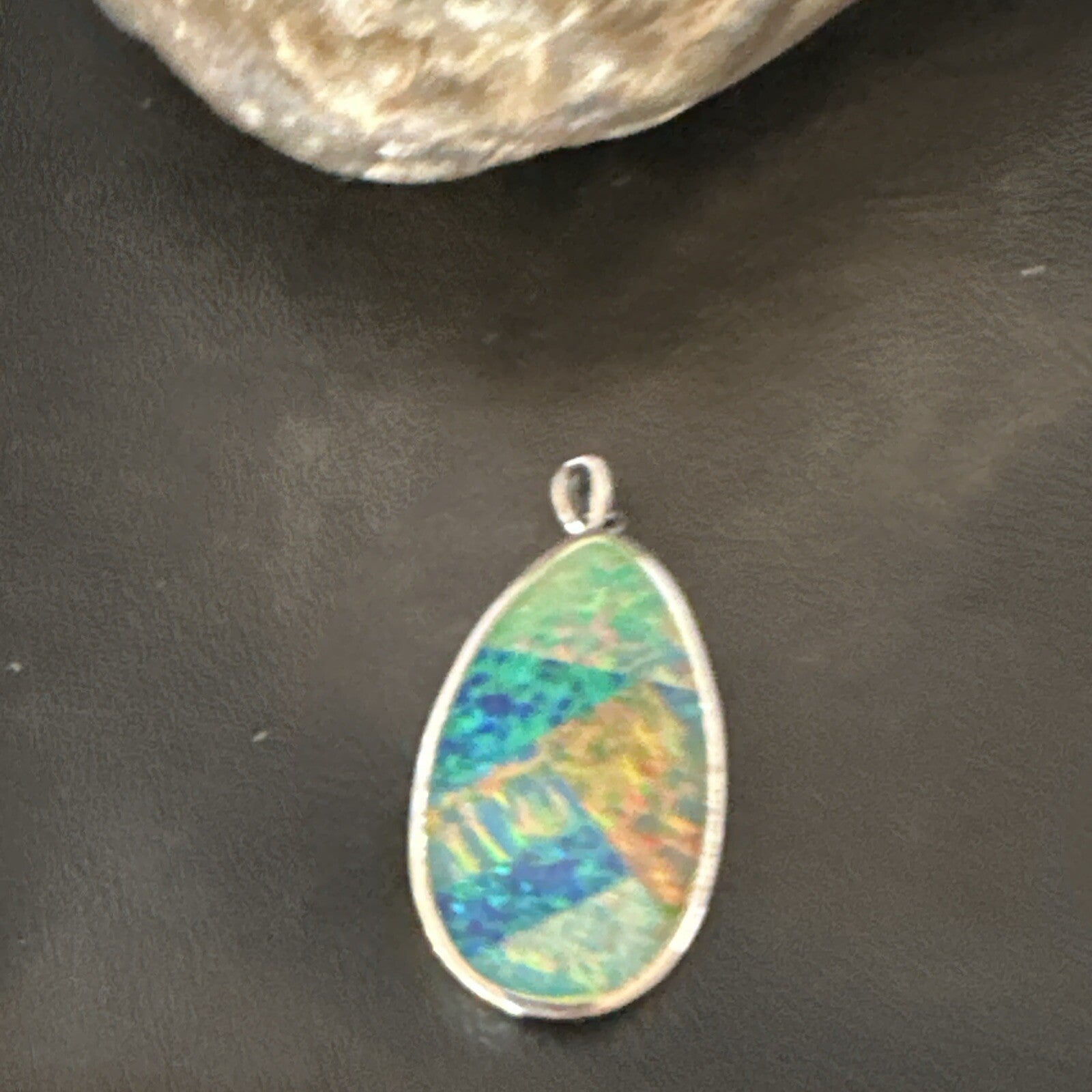 Mens Womens Multicolor Gilson Opal Navajo Sterling Silver Inlay Pendant 18609