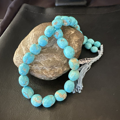 Authentic Blue Sleeping Beauty Graduated Turquoise Nugget Strand 19” 18590