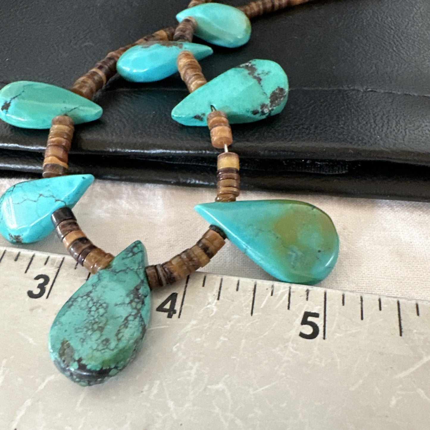 Southwestern Sterling Silver Blue Turquoise Shell 20" Necklace 19507