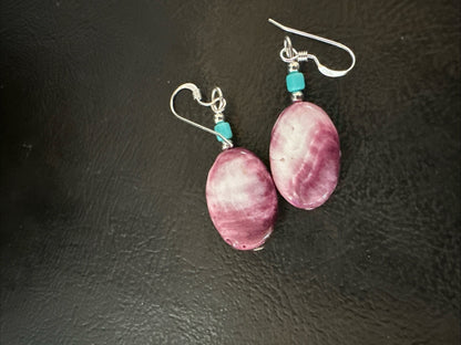 Navajo Sterling Purple Spiny Oyster Turquoise Bead Earrings 18691