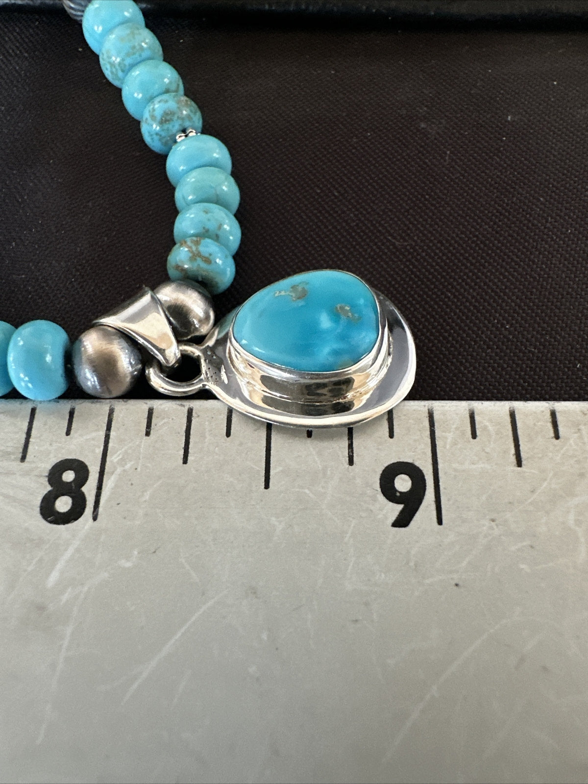 Mens Blue Kingman Turquoise Pendant Navajo Sterling Silver Necklace 21" 17901