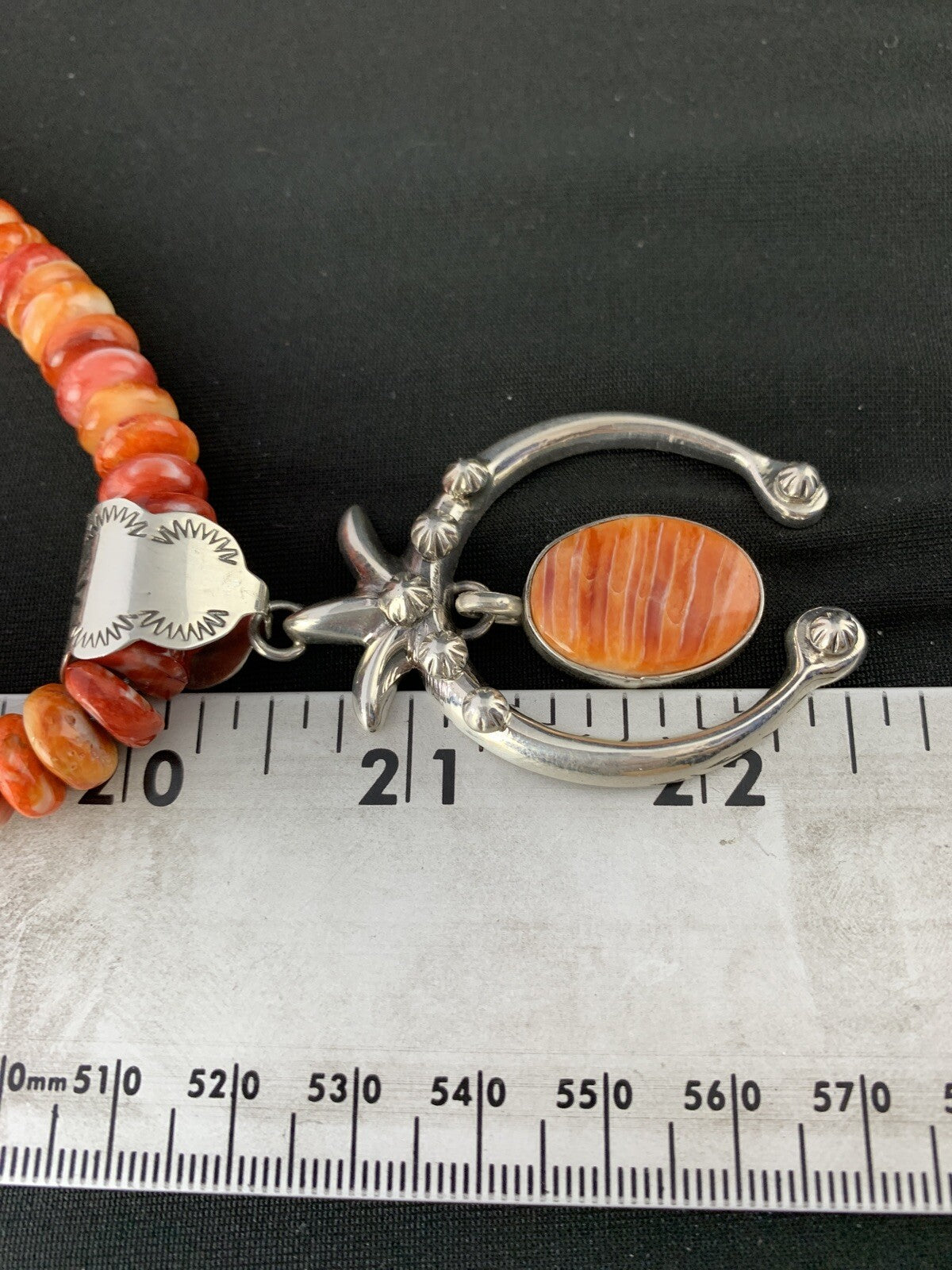 Spiny Oyster Naja Pendant Navajo Sterling Silver Necklace 00238