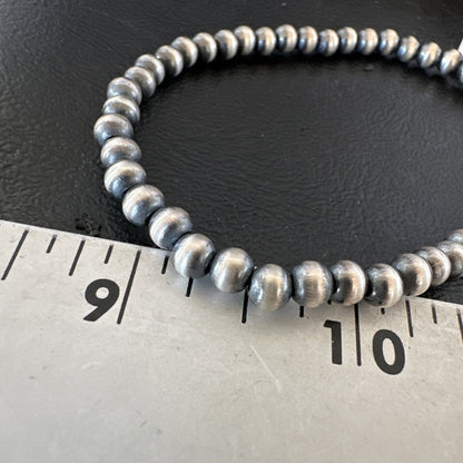 Stretch Navajo 5mm Beads 7” Sterling Silver Bracelet 90502