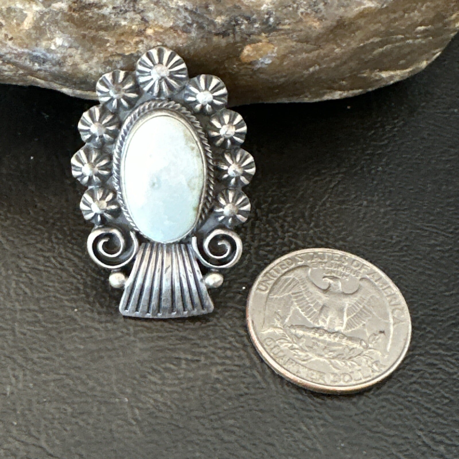 Women Blue Dry Creek Turquoise Navajo Sterling Silver Ring Sz 8.5 18615