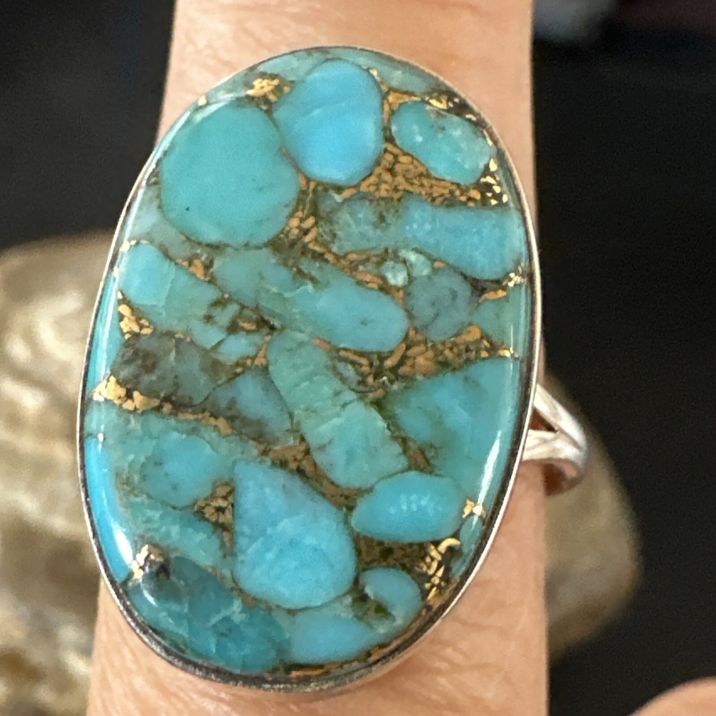 Mohave Native Navajo Sterling Silver Blue Turquoise Ring Sz 10 18245