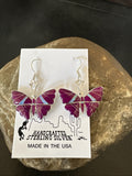Butterfly Purple Stone Sugilite Opal Inlay Dangle Earrings | Sterling Silver | Authentic Native American Handmade | 18556