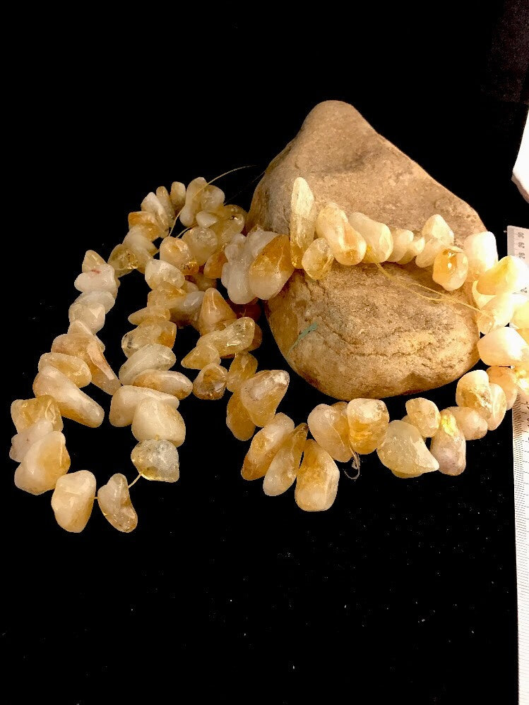 Yellow Citrine Large Strand Chunky Nuggets Bracelet 03851