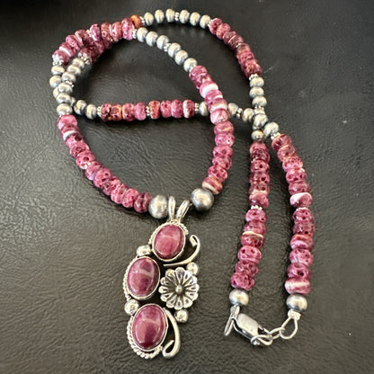 Sterling Purple Spiny Sugilite Pendant Navajo Silver Necklace 19608