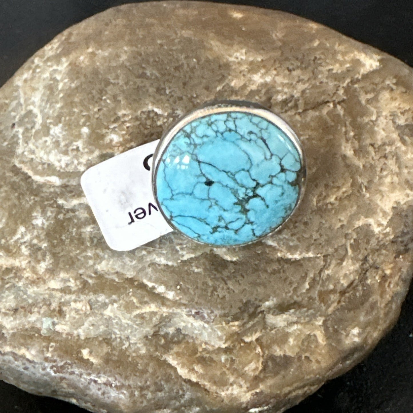 Blue Turquoise#8 Southwestern Sterling Silver Ring Size 8 19742