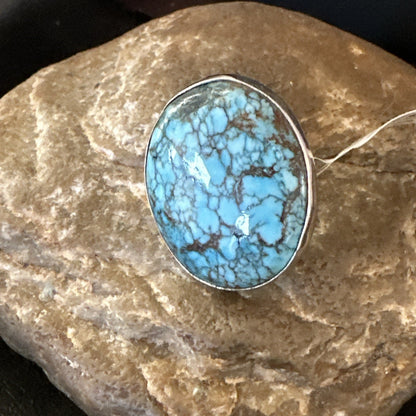 Blue Turquoise#8 Southwestern Sterling Silver Ring Size 5 19727