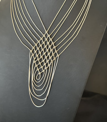 Sterling Silver Heishi Tubes Pendant 7 Strand Necklace 19754