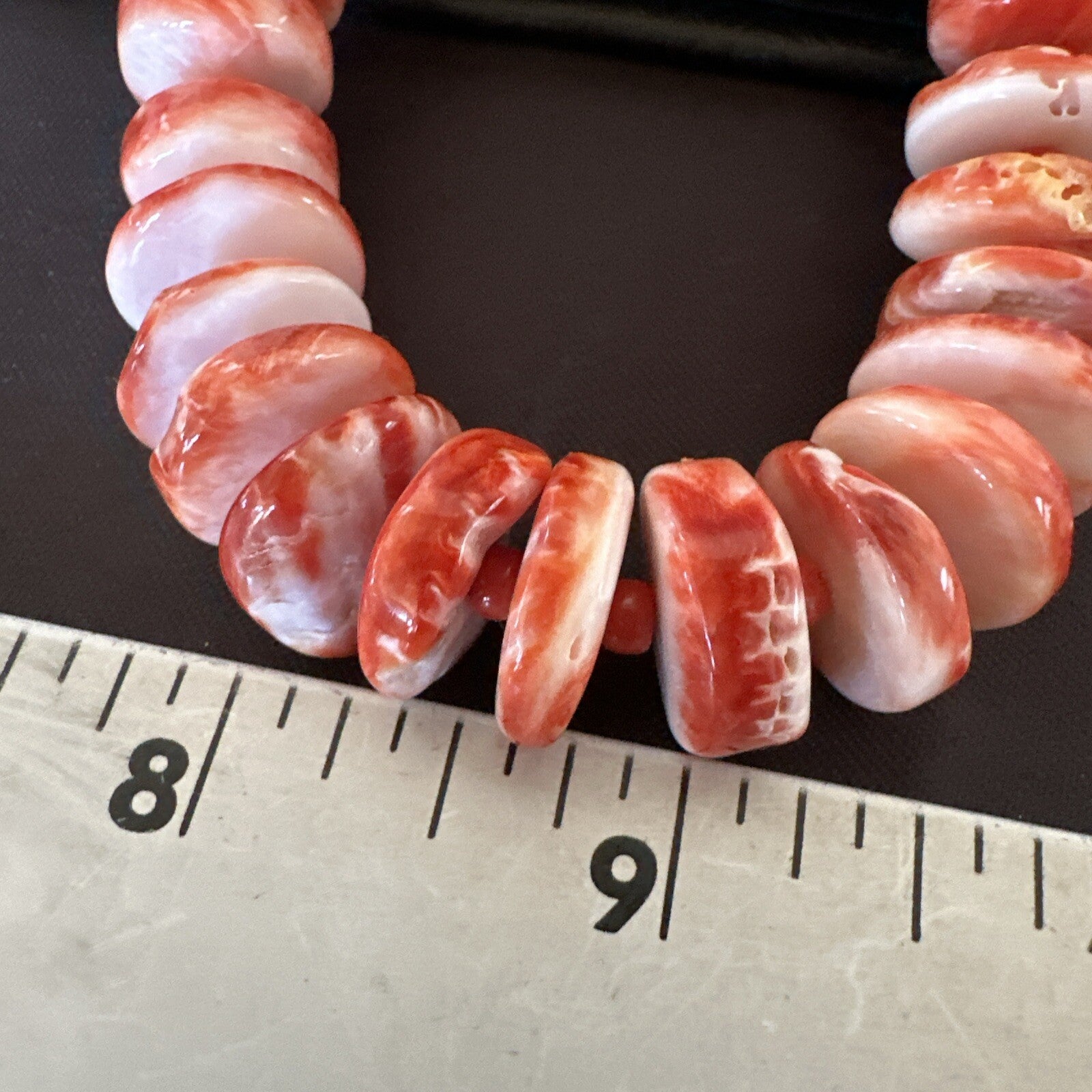 Red Spiny Oyster 28” Long Navajo Sterling Silver Necklace 17761