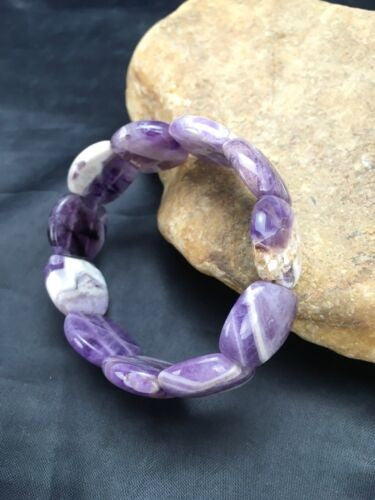 Native American Purple Charoite Stretch Bracelet 7.25" Adjustable 3019
