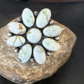 Women Blue Dry Creek Turquoise Cluster Navajo Ring Sz 9 | Sterling Silver | Authentic Native American Handmade | 17772
