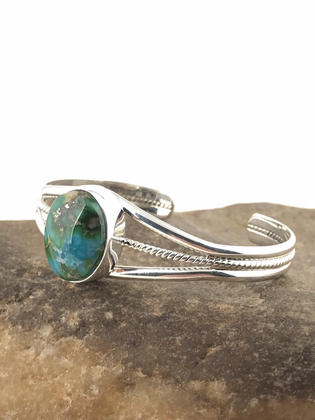 Native American Indian Turquoise Navajo Sterling Silver Bracelet 4549