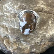 Men's Wild Horse Turquoise Southwestern Ring Size 10.5 | Sterling Silver | Authentic Native American Handmade | 17793