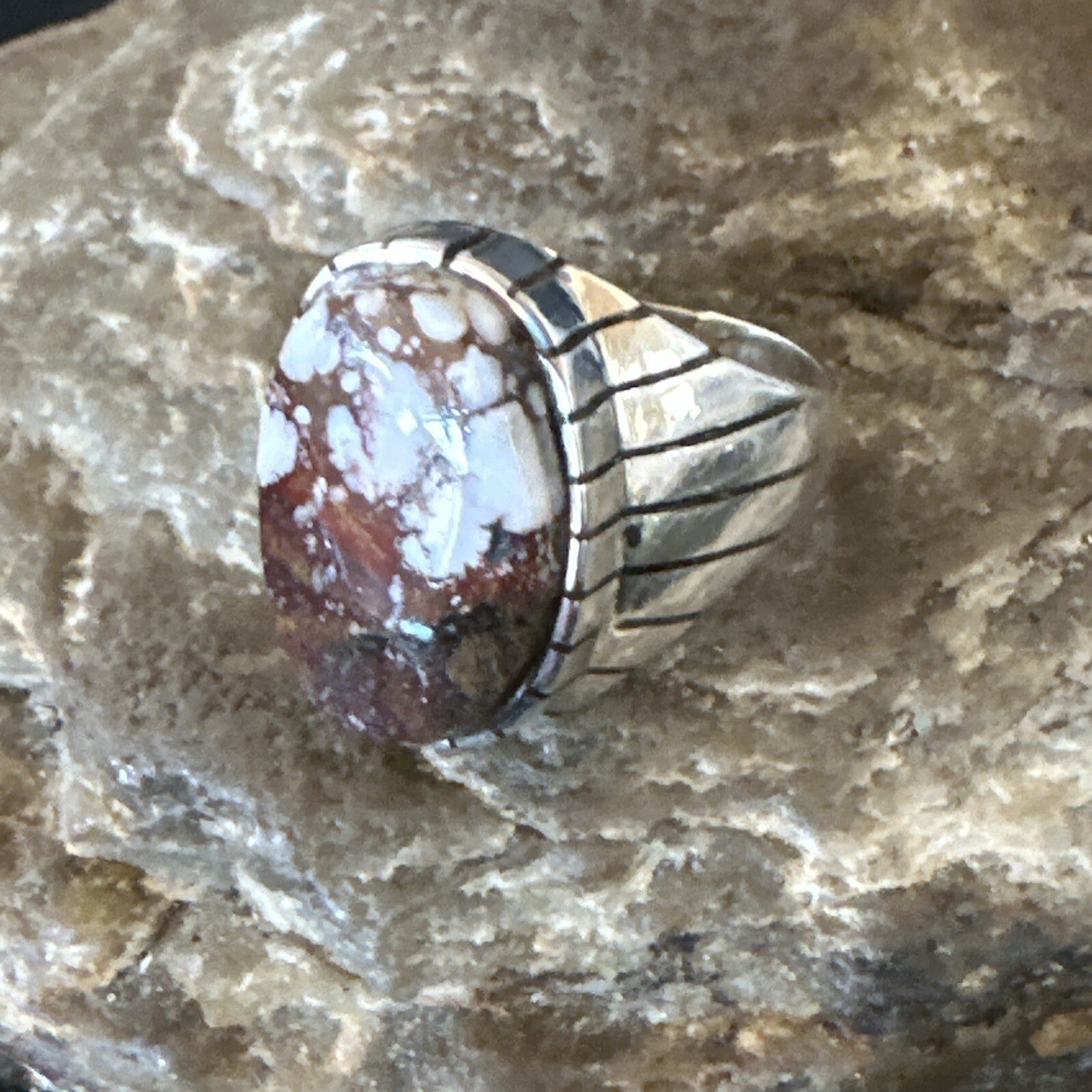 Mens Wild Horse Turquoise Southwestern Sterling Silver Ring Size 9 17792