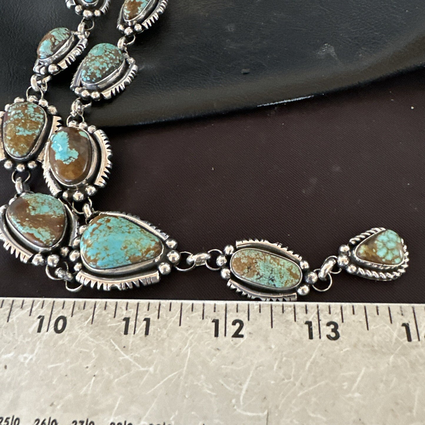 Mens Blue Turquoise #8 Navajo Pearls Sterling Silver Lariat Necklace 28" 18819