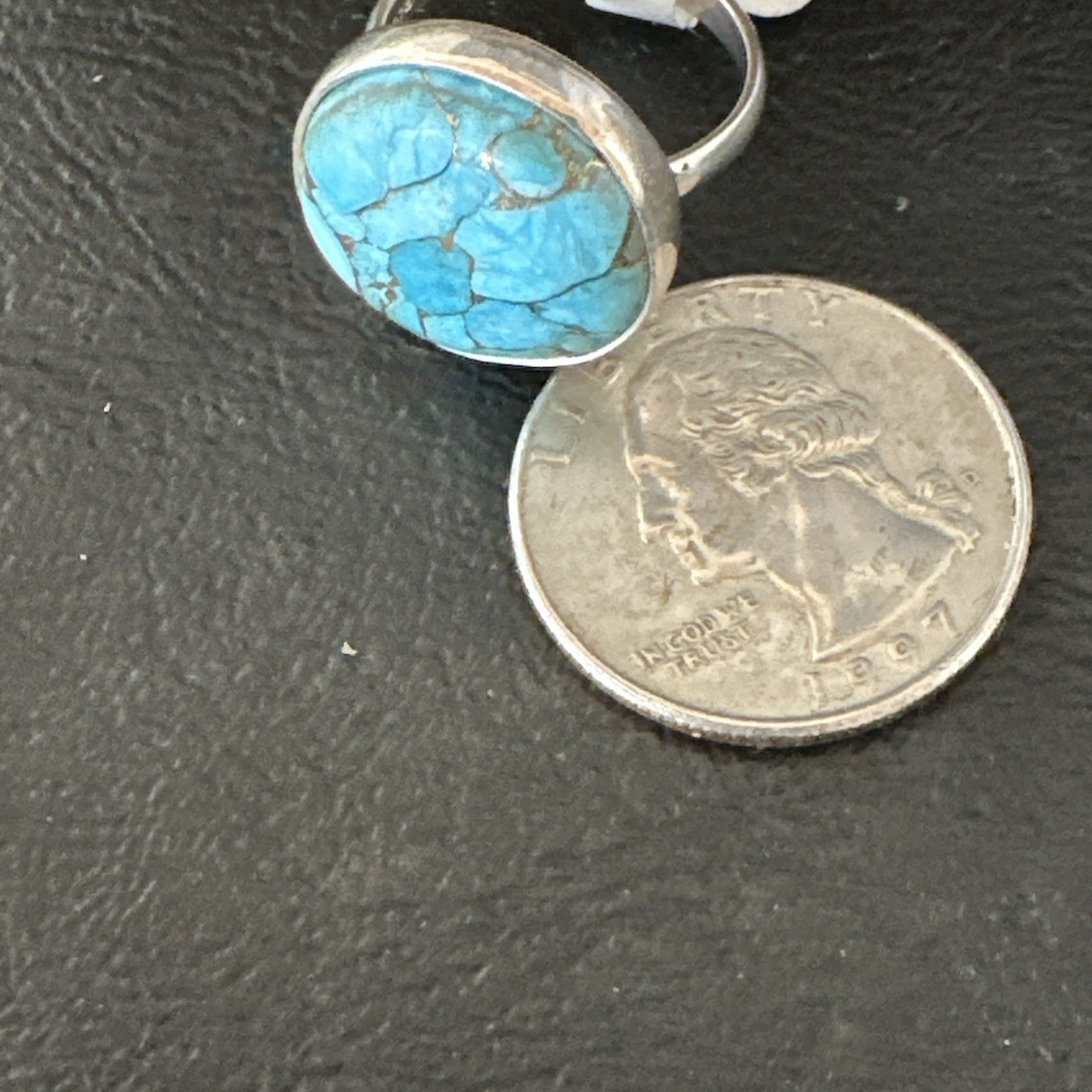 Blue Turquoise#8 Southwestern Sterling Silver Ring Size 7 19741